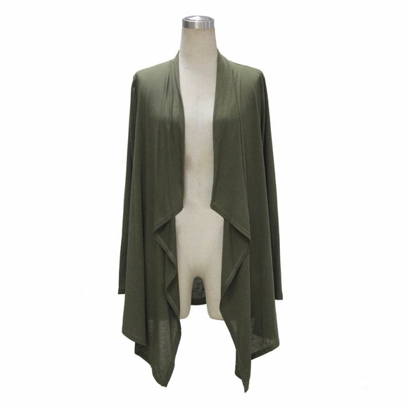 Mossimo Supply Co. Sweaters - Mossimo Womens Waterfall Open Olive Green Cardigan Sz L Long Sleeve Lightweight